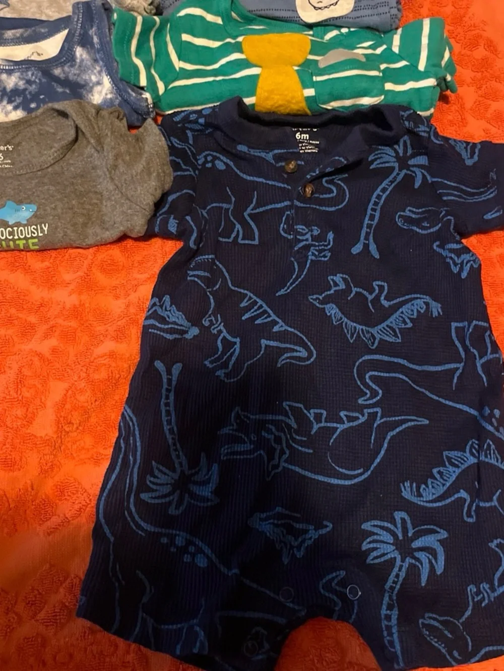 Carter's Multi-Color Baby One-Piece Bodysuits - Stripes & Dino Prints